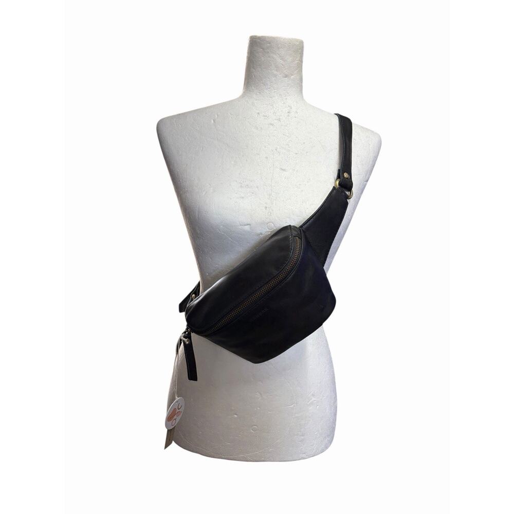 Nwt MANDRN Remy Black Leather Belt Bag Handmade